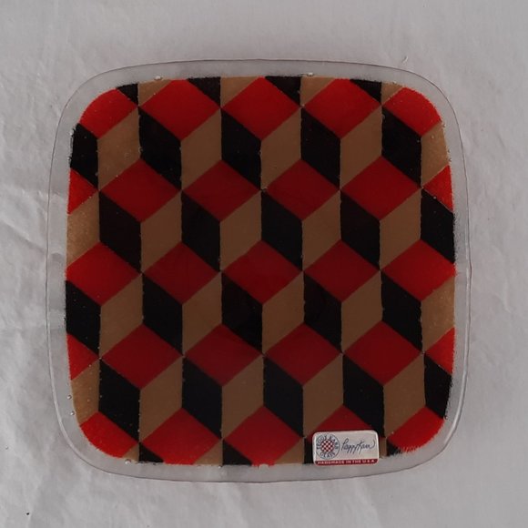 ❤️❤️ Peggy Karr Fused Glass 8" square plate - Picture 1 of 5